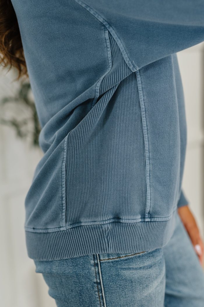 Daily Ease Mineral Wash Pullover in Dusty Blue - Image 2
