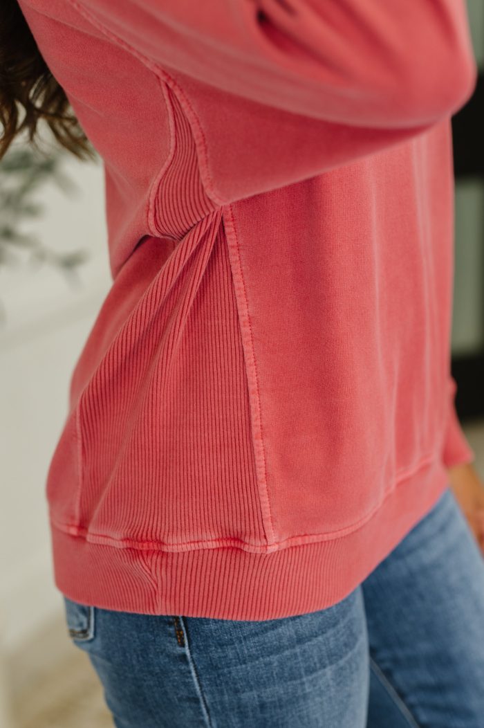 Daily Ease Mineral Wash Pullover in Ruby - Image 2